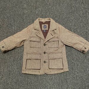 GAP Kids Tan Herringbone tweet Blazer Jacket